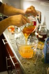 DIY Forbidden Fruit Liqueur -- Adding the Honey Mixture